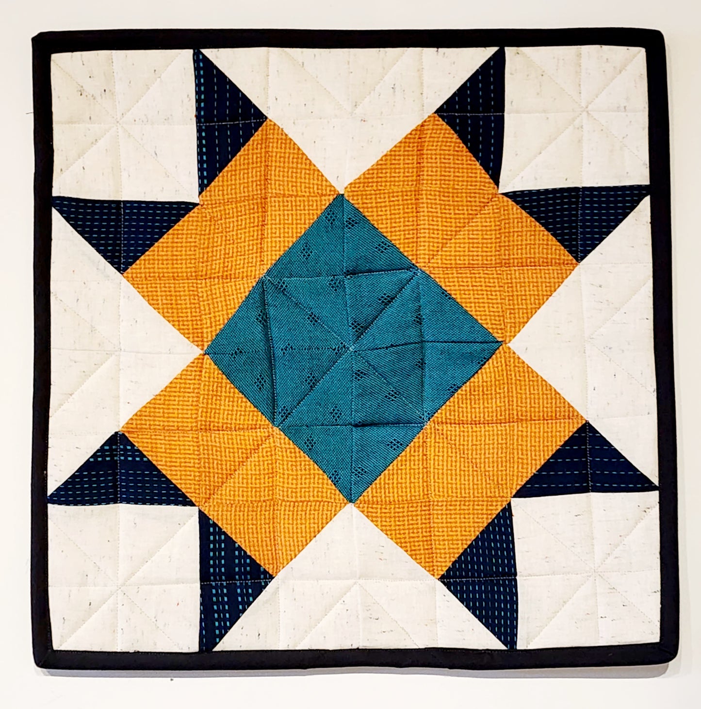Barn Quilt - Gold and Blue Wall Hanging