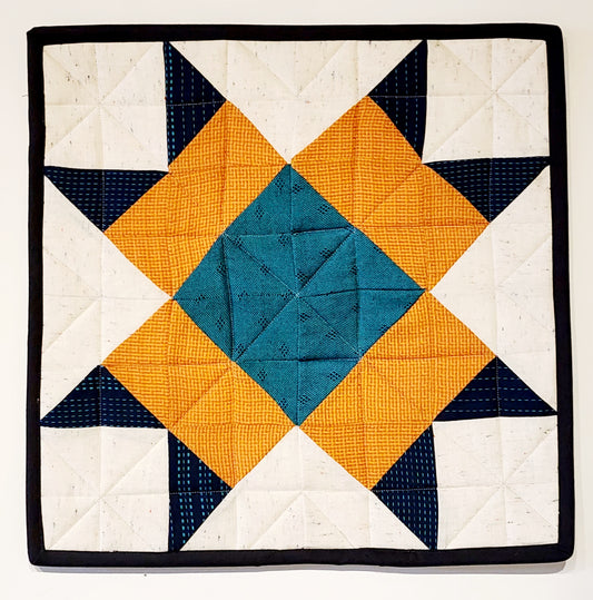 Barn Quilt - Gold and Blue Wall Hanging 20231202_144425 Wall Hanging Gingerberry Quilts