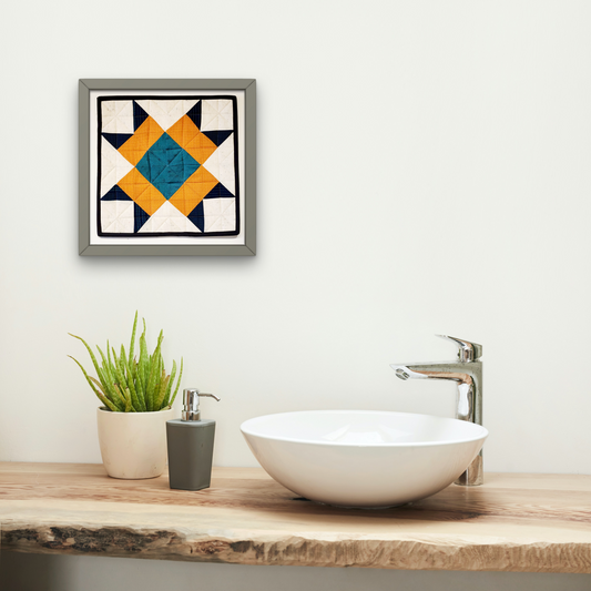 Barn Quilt - Gold and Blue Wall Hanging NqVpAlXChSD Wall Hanging Gingerberry Quilts