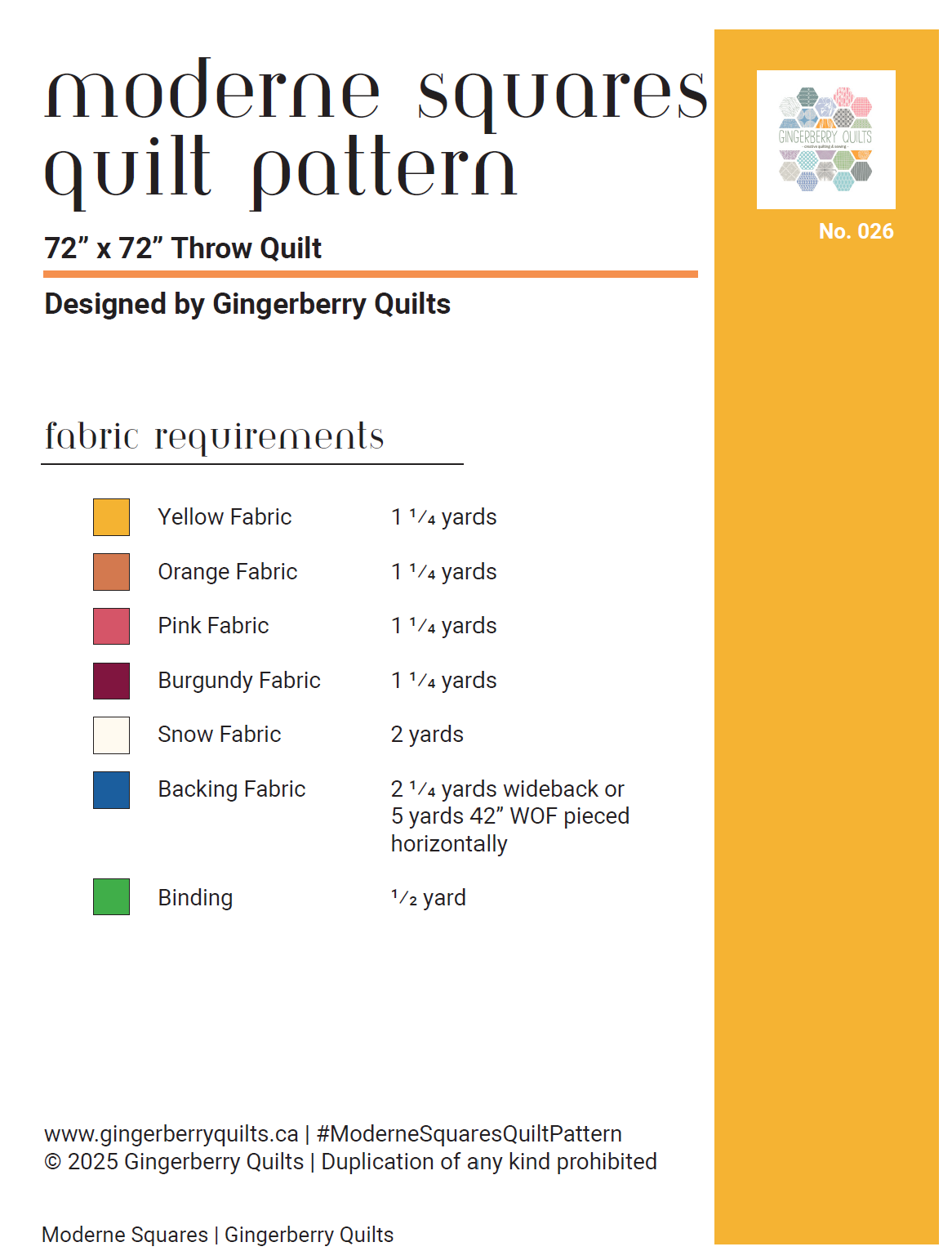 Moderne Squares Quilt Pattern