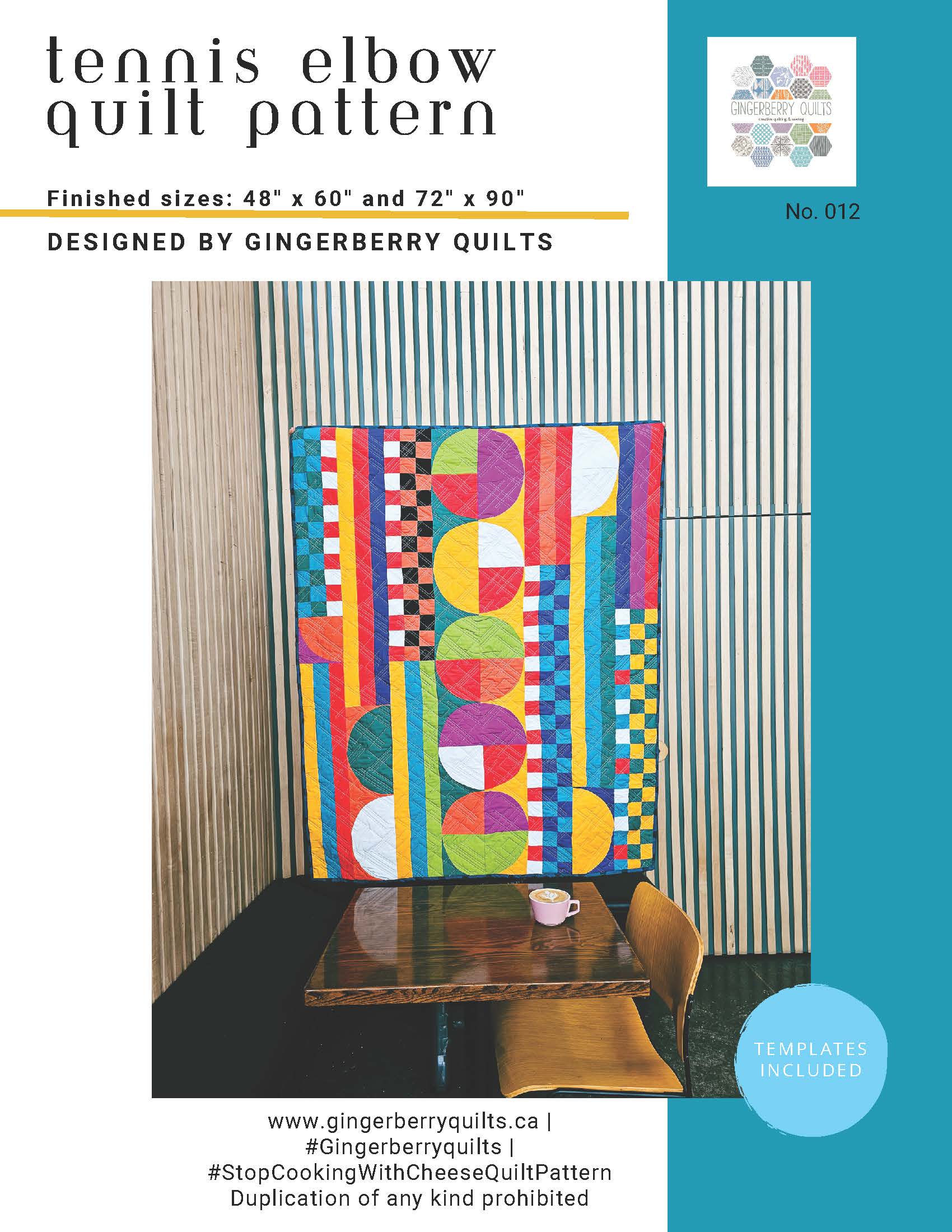 Tennis Elbow Quilt Pattern - PDF copy TennisElbowQuiltPatternDigital_Page_01 Pattern Gingerberry Quilts