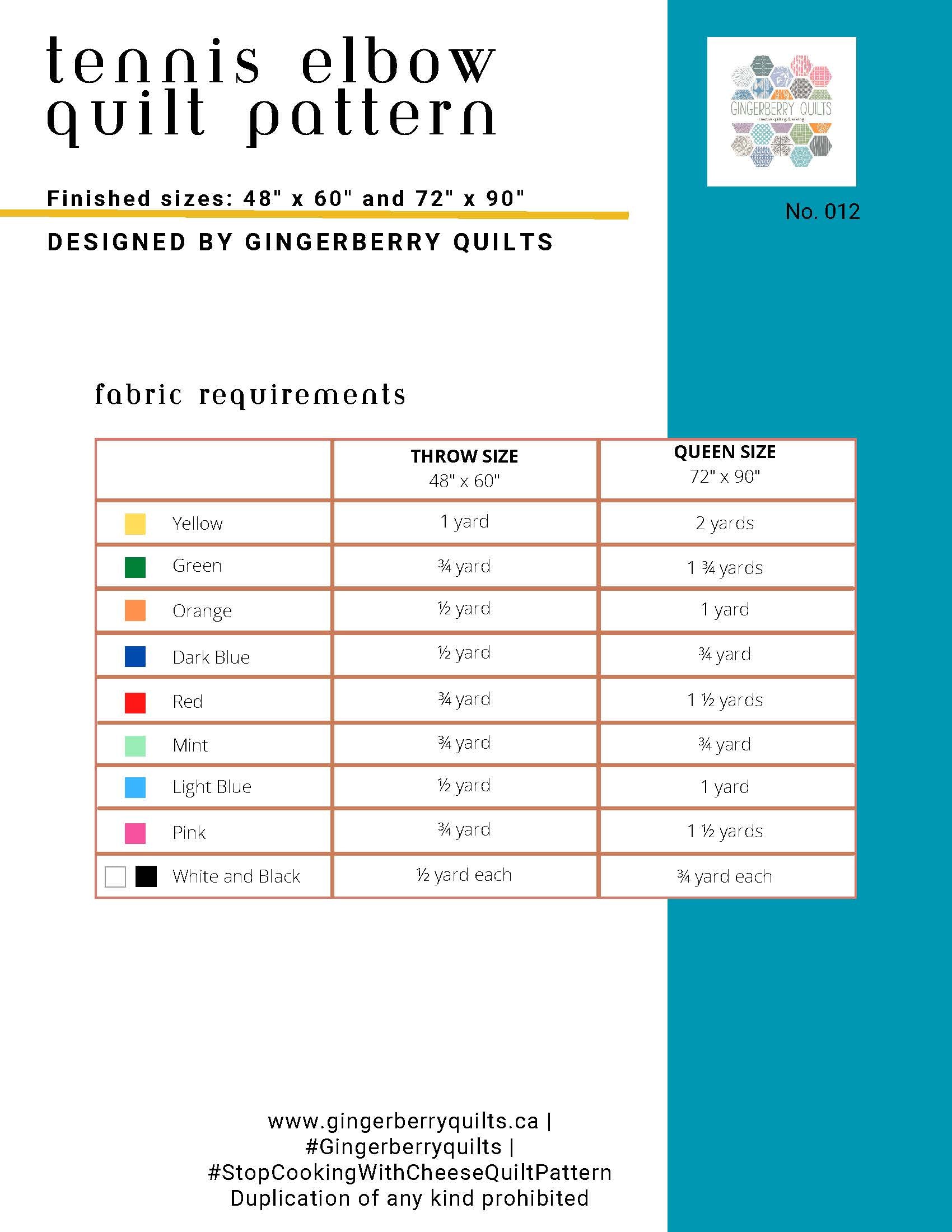 Tennis Elbow Quilt Pattern - PDF copy TennisElbowQuiltPatternDigital_Page_10 Pattern Gingerberry Quilts