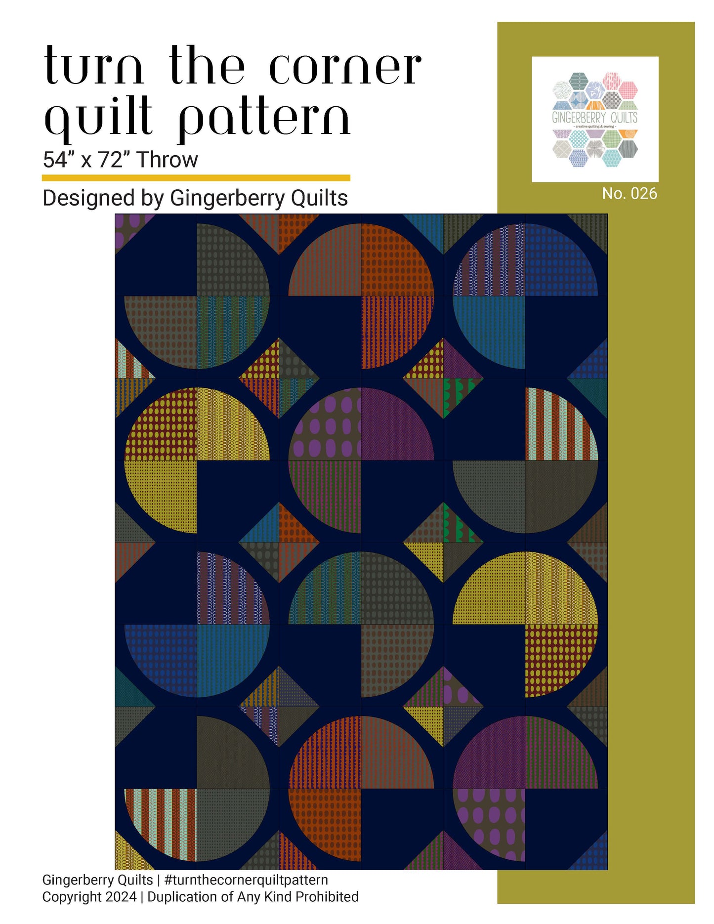 Turn the Corner Quilt Pattern - PDF copy Turn_the_Corner_with_Night_Rainbow_Digital_Page_1 Pattern Gingerberry Quilts