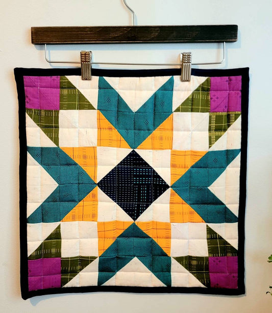 Blue, green, yellow Barn Quilt Wall Art