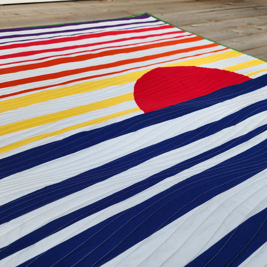 Beach Sunset Quilt Pattern, Easy Strip Piecing (PDF Download)