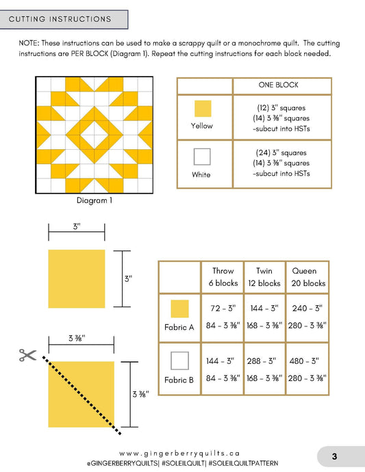 Soleil Quilt Pattern, Throw, Twin, Queen, Booklet
