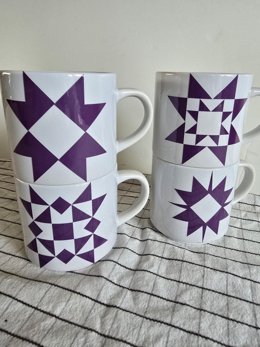 Stackable Quilt Coffee Mugs.