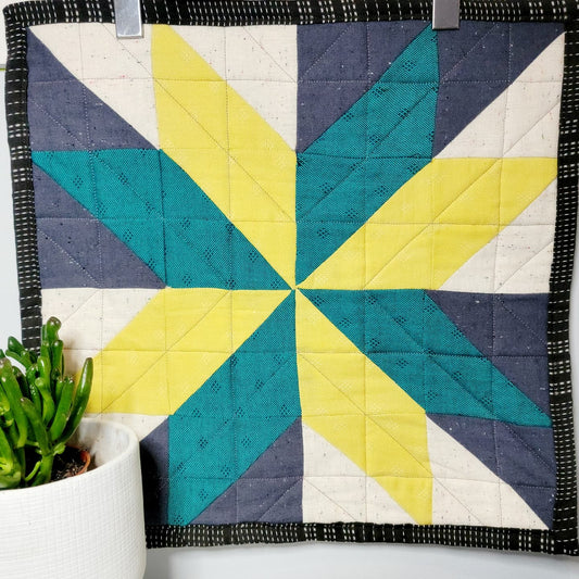 Barn Quilt - Yellow and Blue Art Quilt Wall Hanging IMG_20210809_193737_213 Wall Hanging Gingerberry Quilts