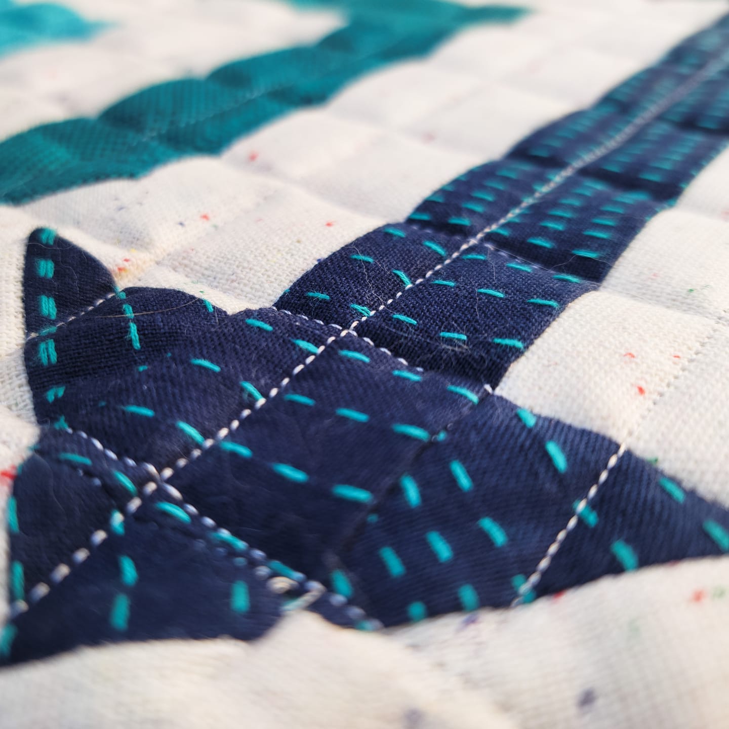 Barn Quilt - Blue and White NSEW Blue Arrow Art Quilt Wall Hanging original_72ec0199-0fed-445a-ba94-1be22599b3c9 Wall Hanging Gingerberry Quilts