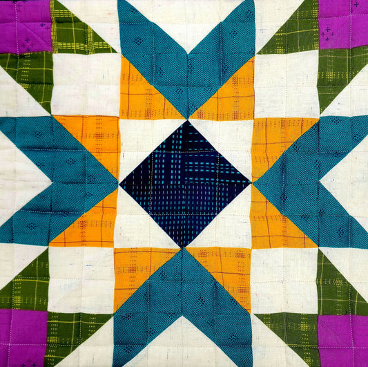 Barn Quilt - Yellow, Blue and Pink Wall Hanging original_ae841d0f-96eb-4713-8f08-ddac8328e60e Wall Hanging Gingerberry Quilts