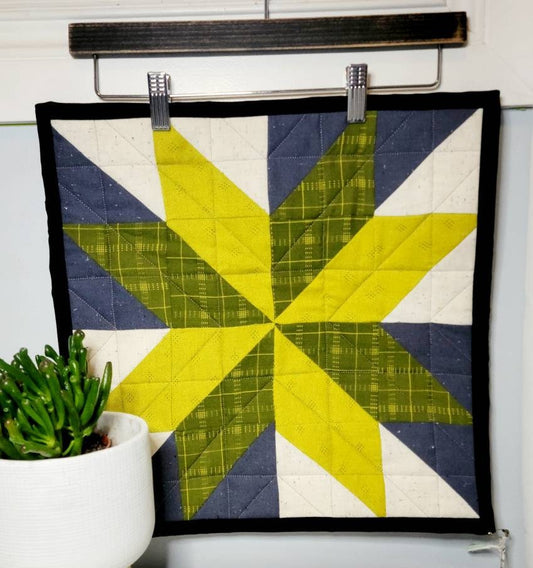 Barn Quilt - Yellow, White and Gray Art Quilt Wall Hanging original_d7a88d02-5c5f-4d65-bc35-b0a1fd416226 Wall Hanging Gingerberry Quilts