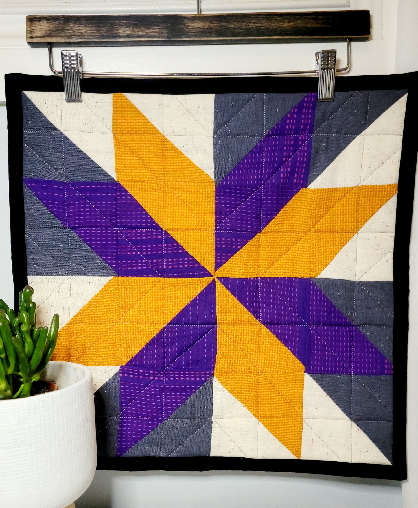 Barn Quilt - Gold and Purple Art Quilt Wall Hanging original_e96ae372-cb47-4623-bb46-6437b573ebe7 Wall Hanging Gingerberry Quilts