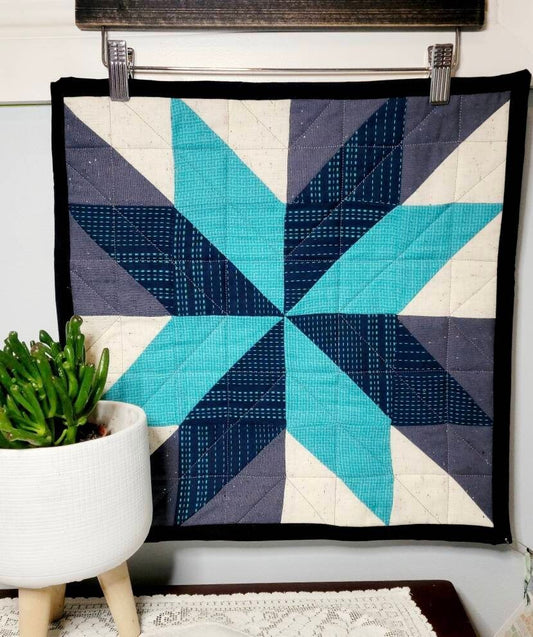 Barn Quilt - Blue and Gray Art Quilt Wall Hanging s333591748371890844_p58_i2_w829 Wall Hanging Gingerberry Quilts