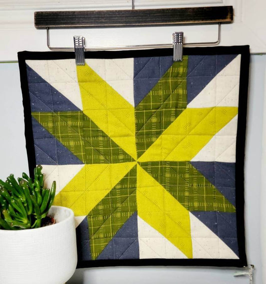 Barn Quilt - Yellow, White and Gray Art Quilt Wall Hanging s333591748371890844_p68_i2_w849 Wall Hanging Gingerberry Quilts
