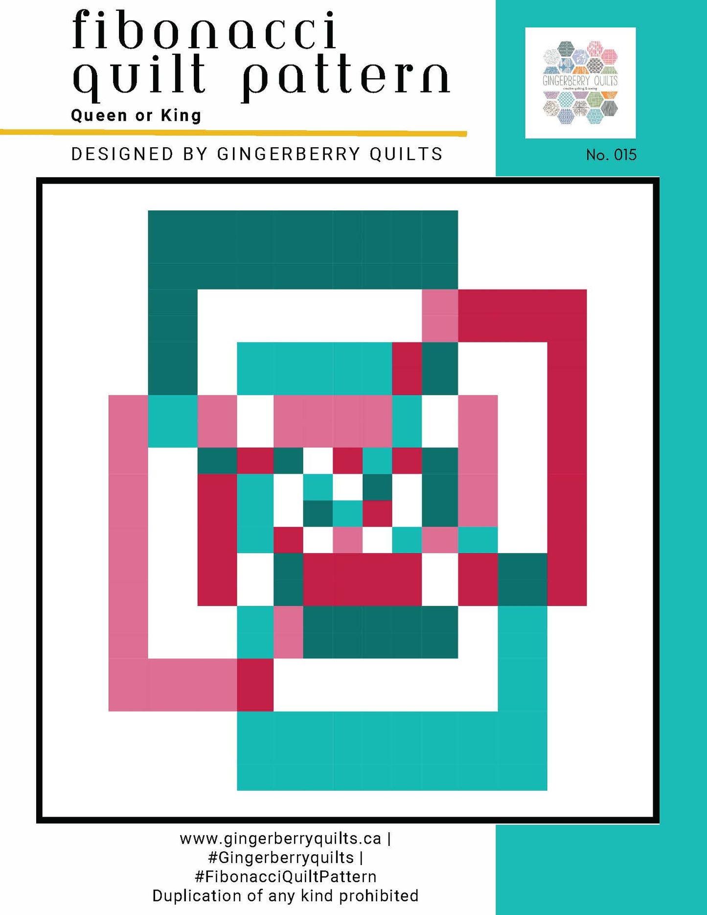 Fibonacci Quilt Pattern - Physical Copy