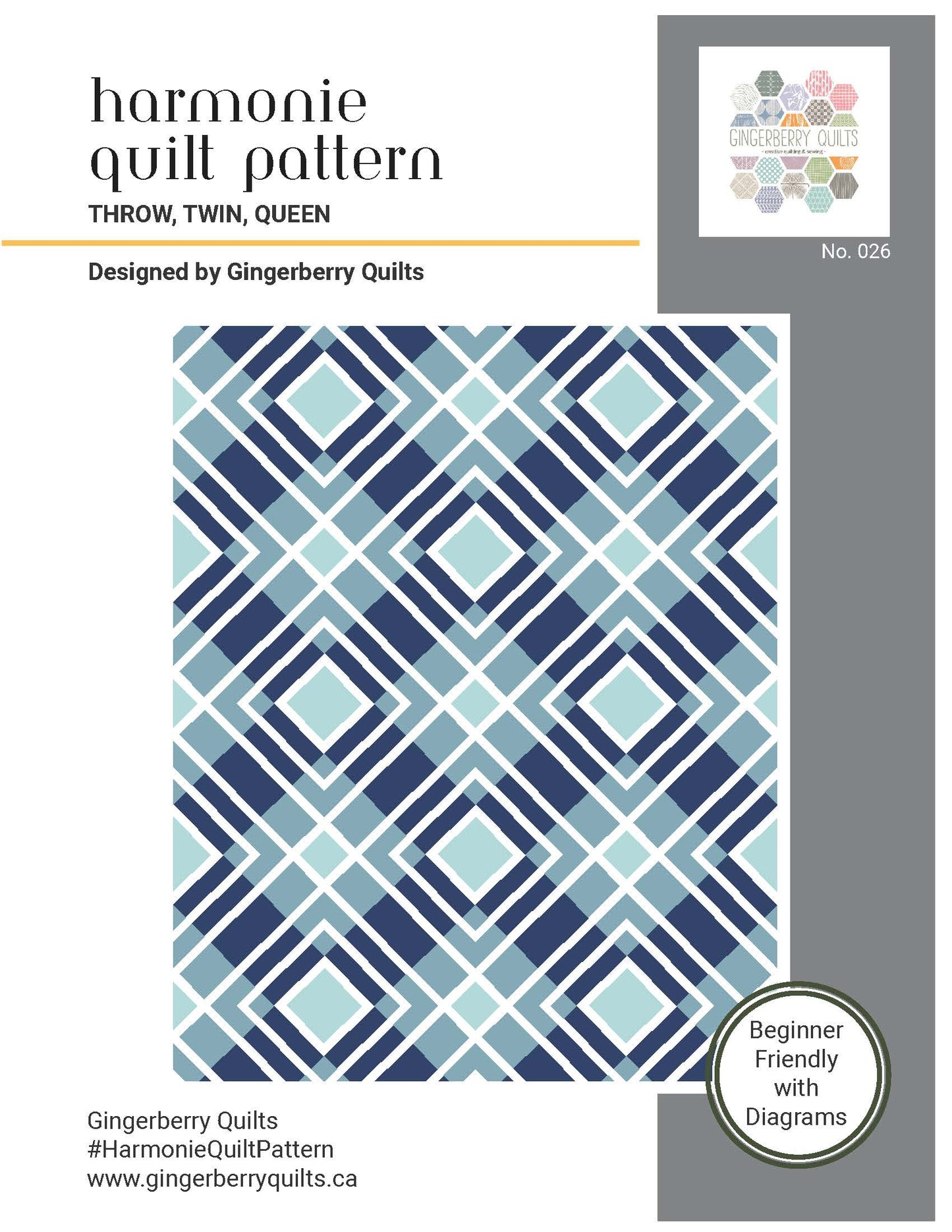 Harmonie Quilt Pattern - Physical copy