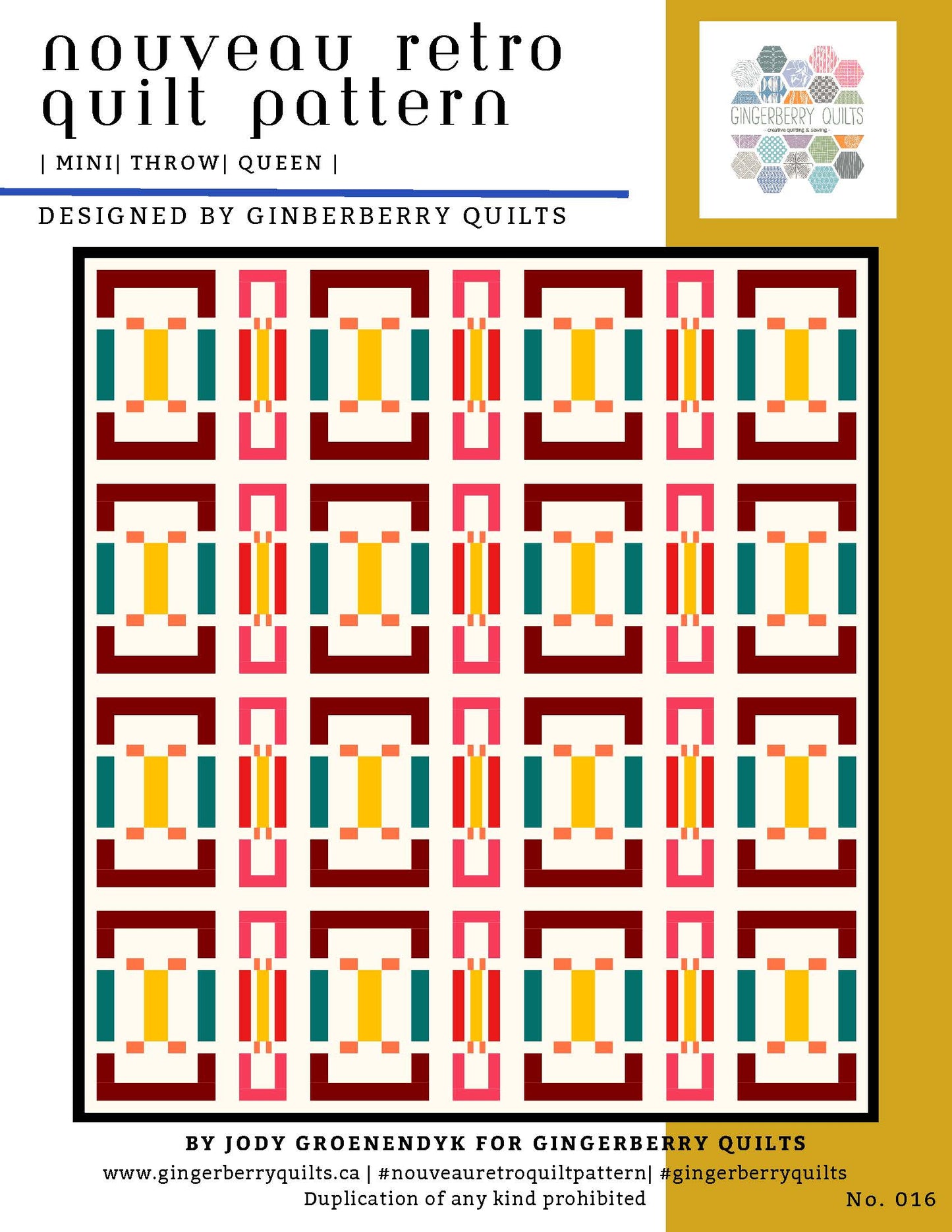 Nouveau Retro Quilt Pattern - Physical Copy