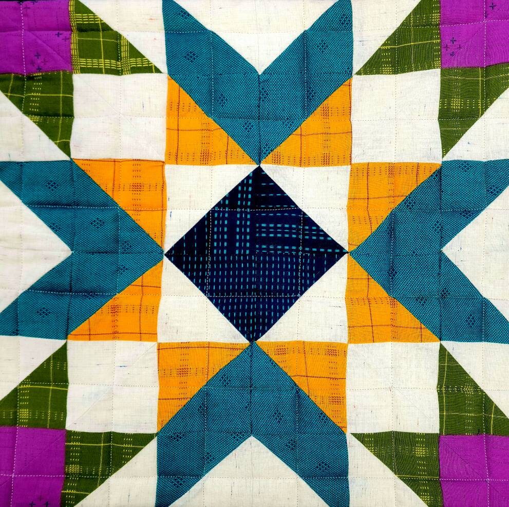 Blue, green, yellow Barn Quilt Wall Art
