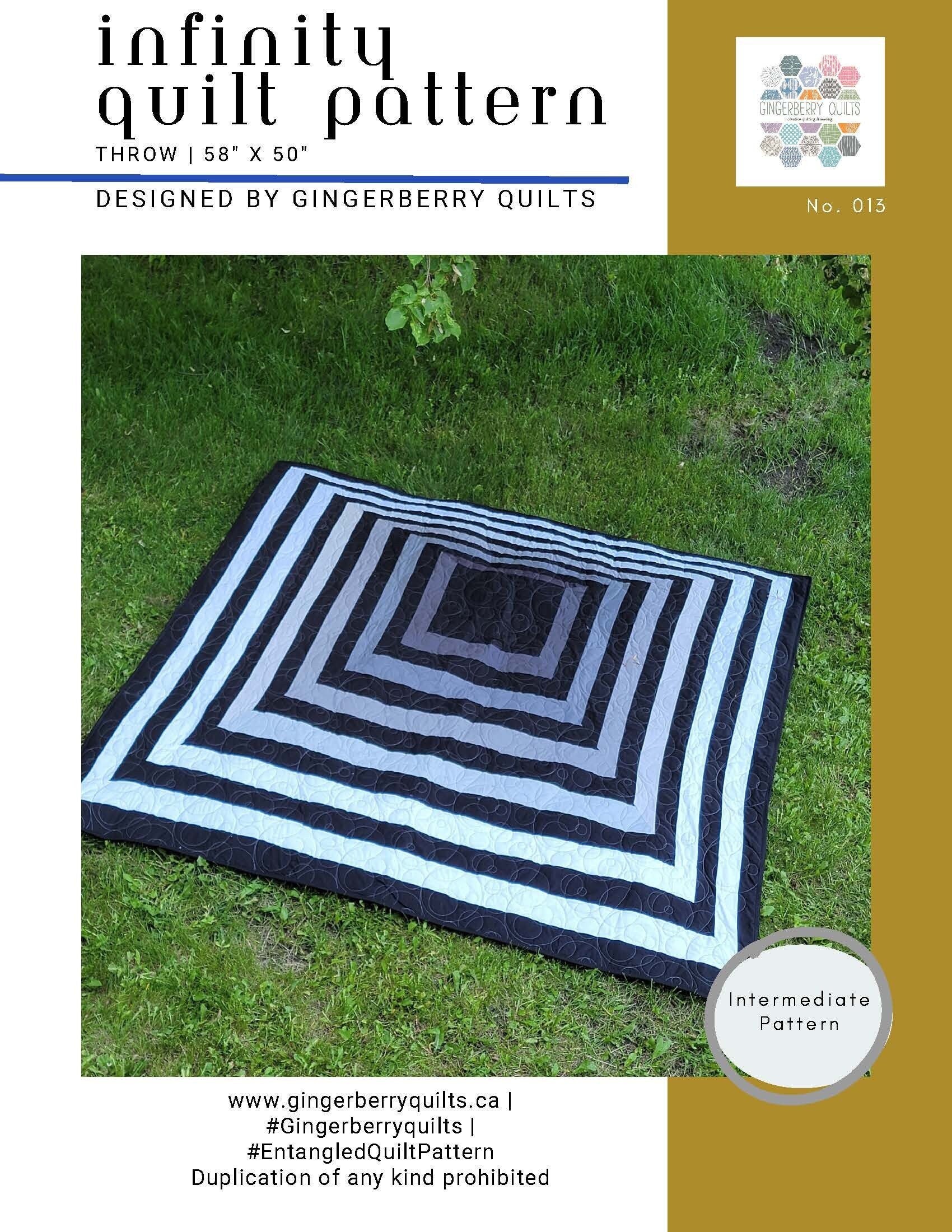 Infinity Quilt Pattern, Intermediate pattern, Booklet