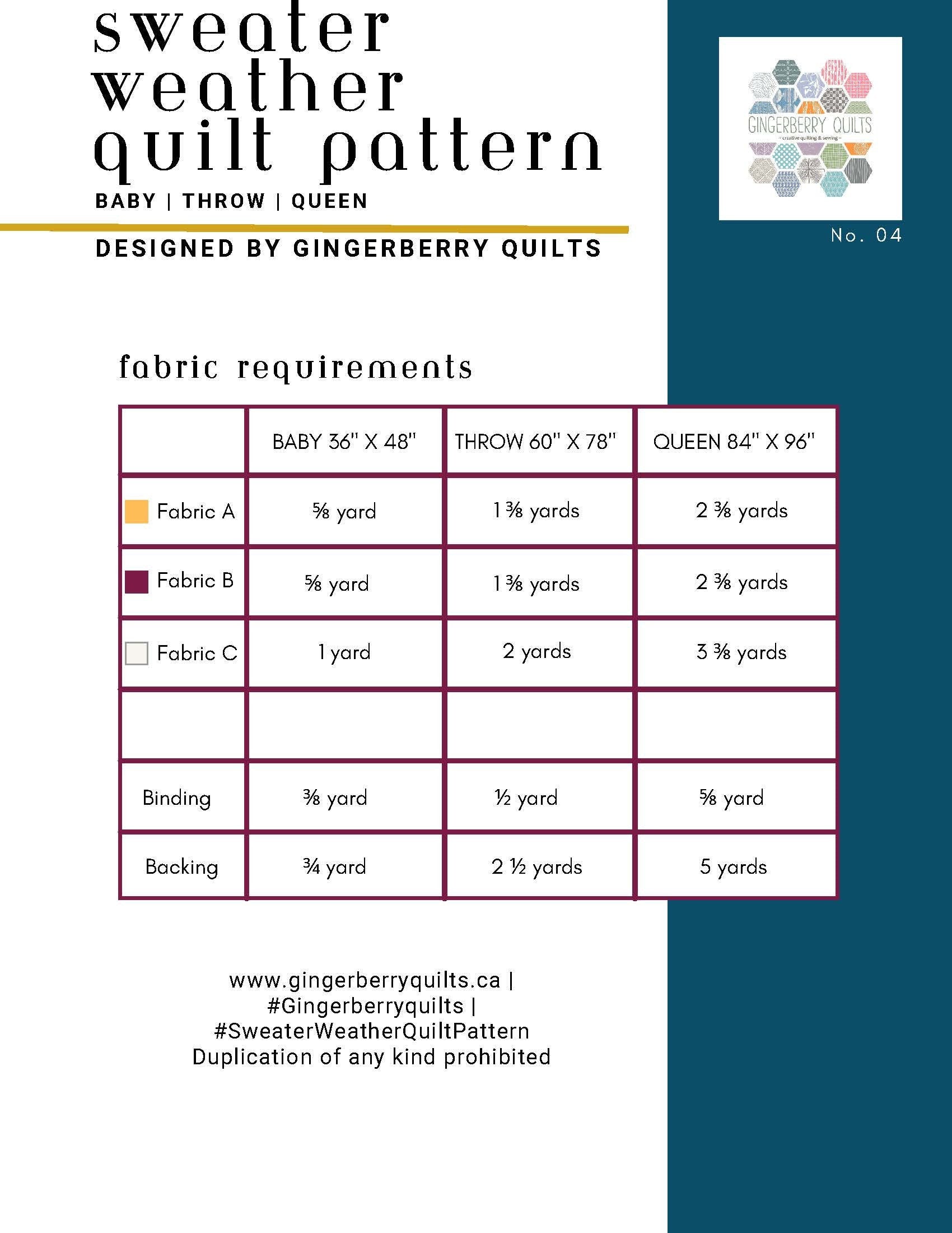 Sweater Weather Quilt Pattern, Beginner HST Design, Baby to Queen Sizes