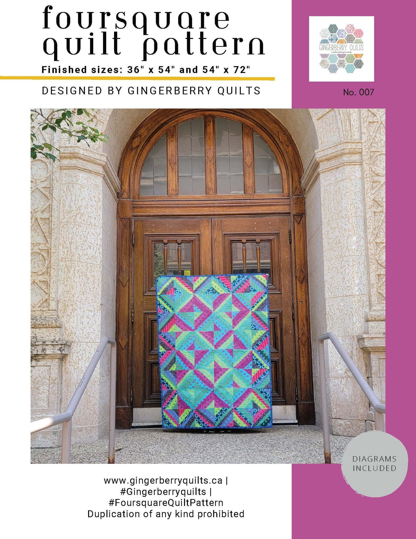 Foursquare Quilt Pattern Booklet, Beginner Friendly (36x54, 54x72)