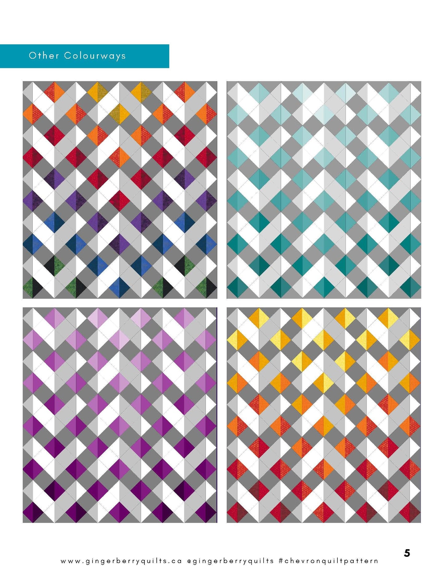Chevron Quilt Pattern, Easy HST Design, 52x62 Inch Throw, Physical Booklet
