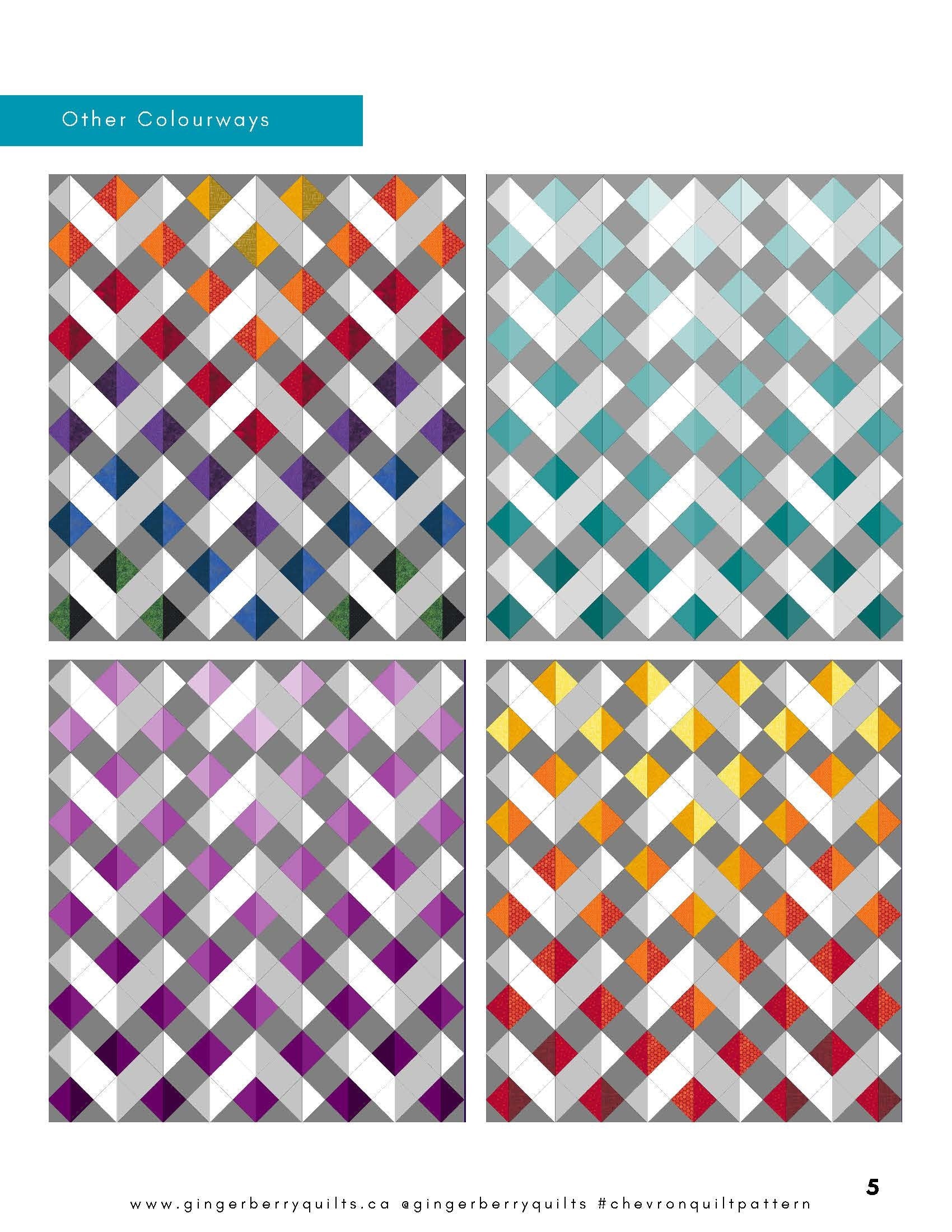 Chevron Quilt Pattern, Easy HST Design, 52x62 Inch Throw, Physical Booklet