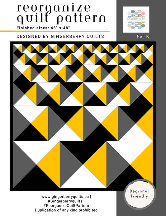 Reorganize Quilt Pattern, Easy Beginner Friendly Booklet
