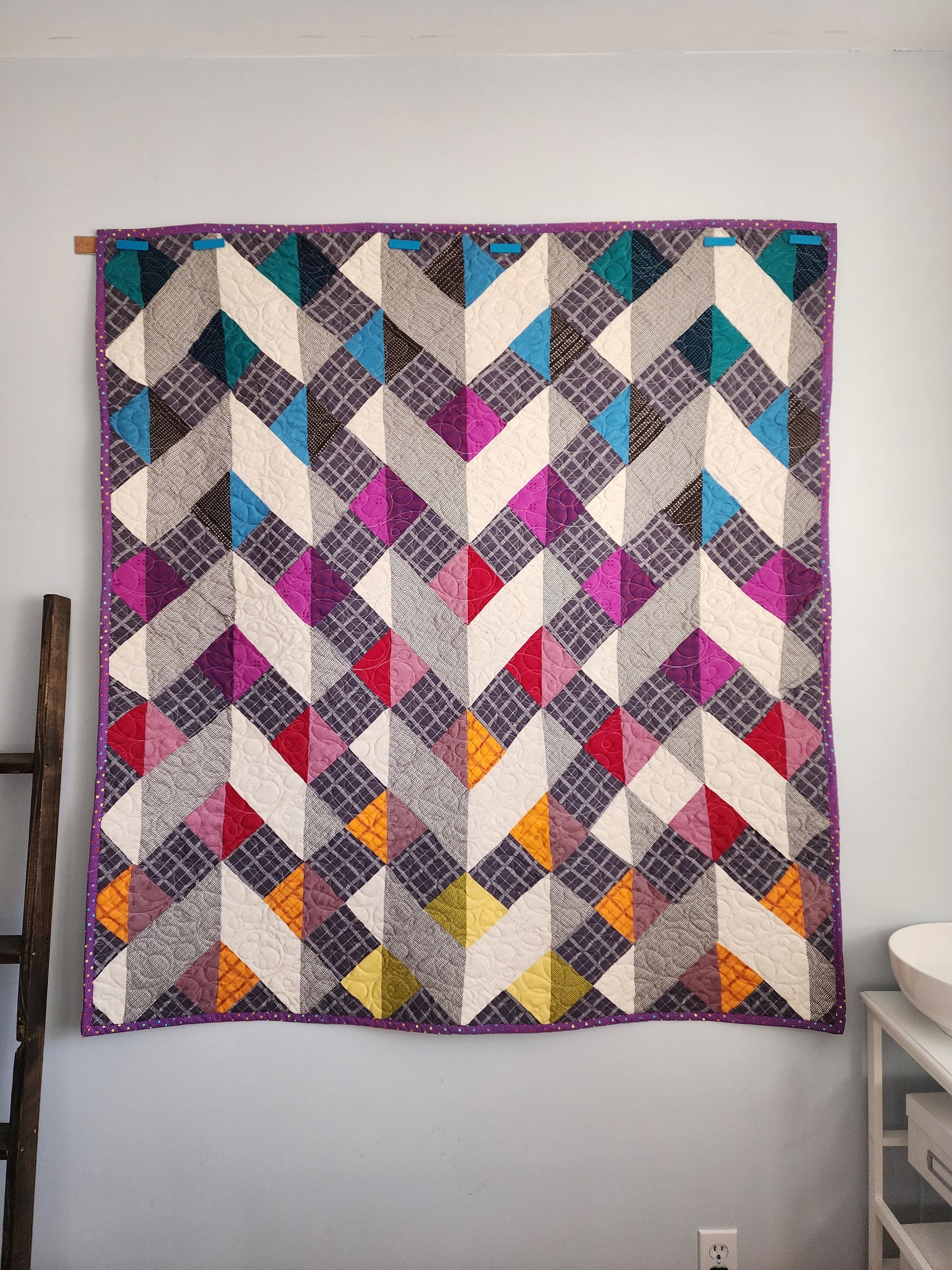 Chevron Quilt Pattern, Easy HST Design, 52x62 Inch Throw, Physical Booklet