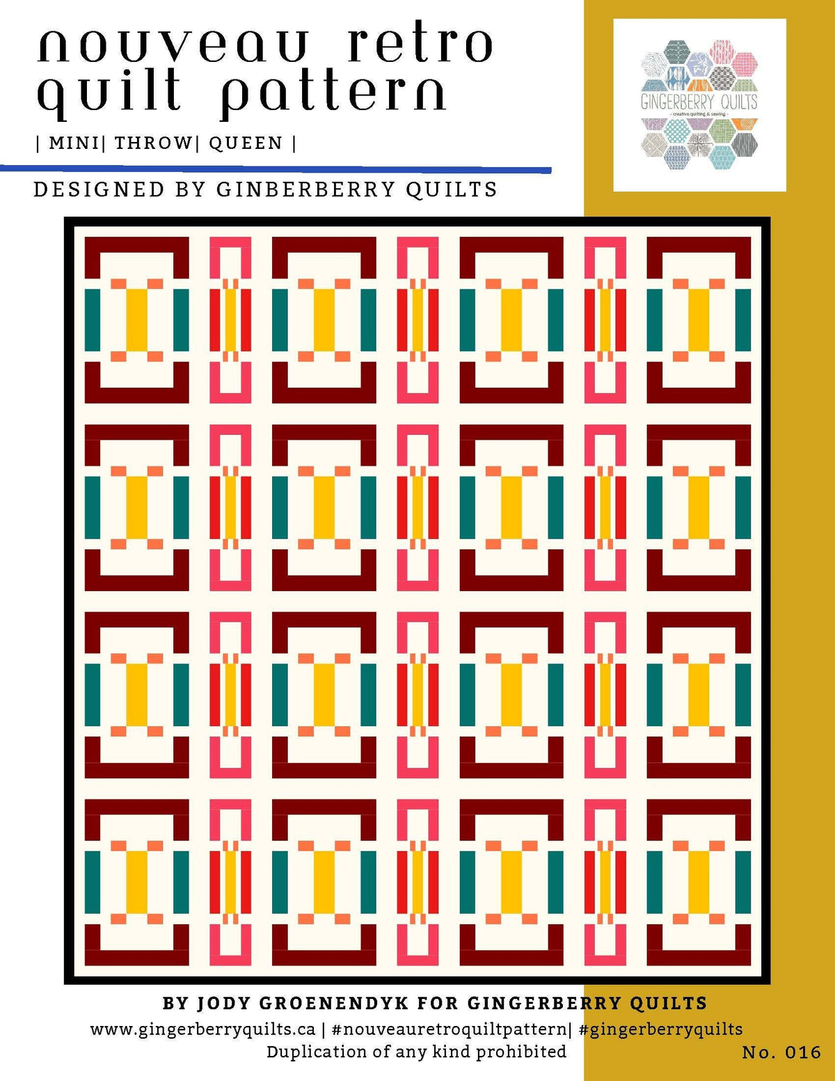 Nouveau Retro Quilt Pattern, Easy Beginner Quilt il_fullxfull.5906241273_o703 Gingerberry Quilts