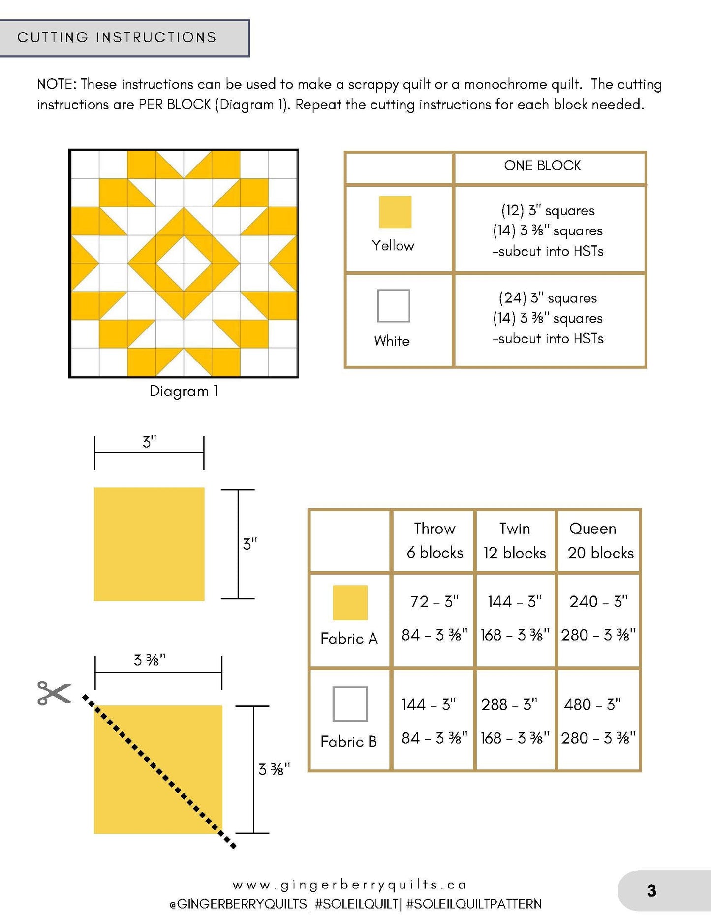 Soleil Quilt Pattern, Throw, Twin, Queen, Booklet
