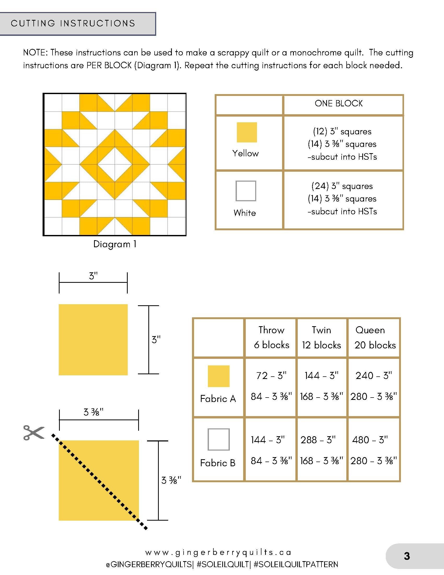 Soleil Quilt Pattern, Throw, Twin, Queen, Booklet