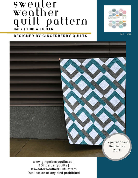 Sweater Weather Quilt Pattern, Beginner HST Design, Baby to Queen Sizes