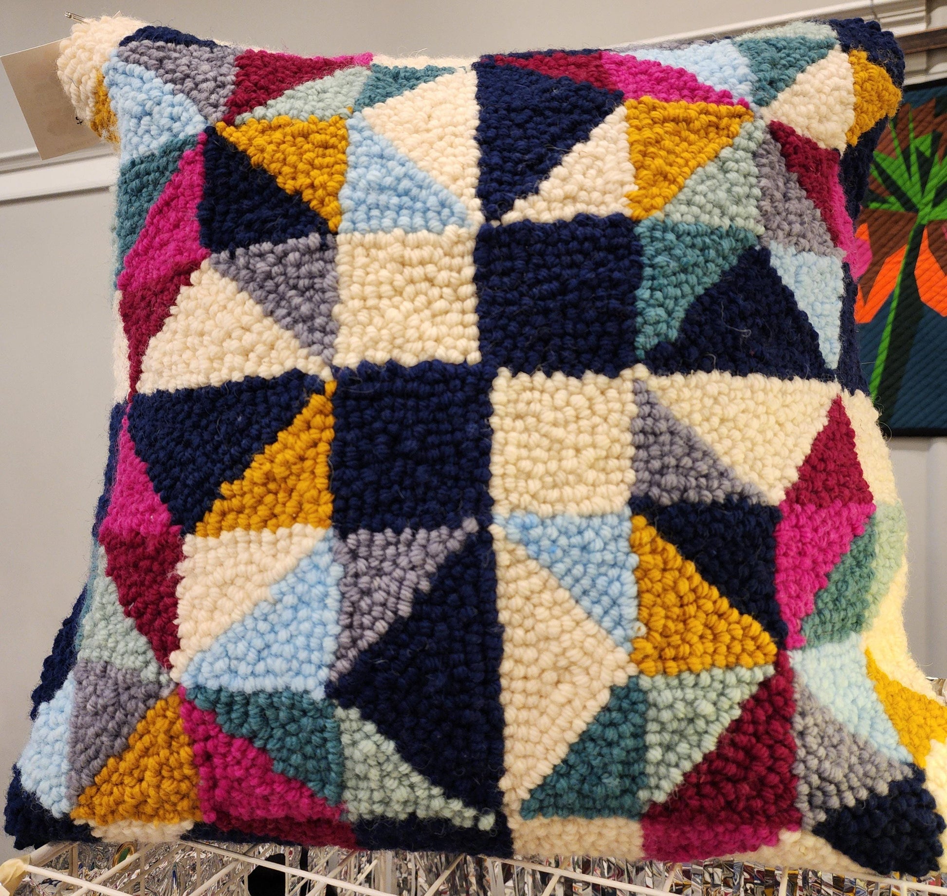 Barn Star Punch Needle Wool Pillow