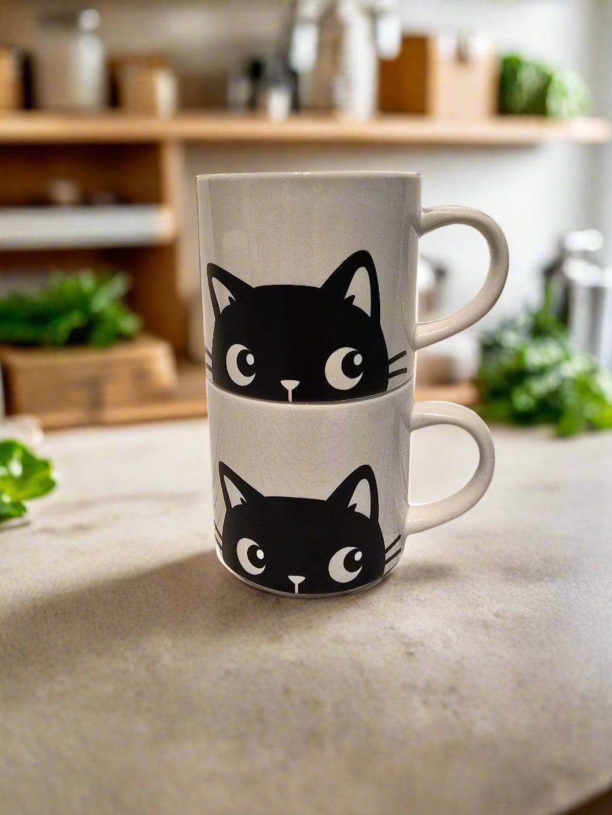 Stackable Cat Ceramic Coffee Mug.