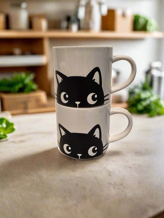 Stackable Cat Ceramic Coffee Mug.