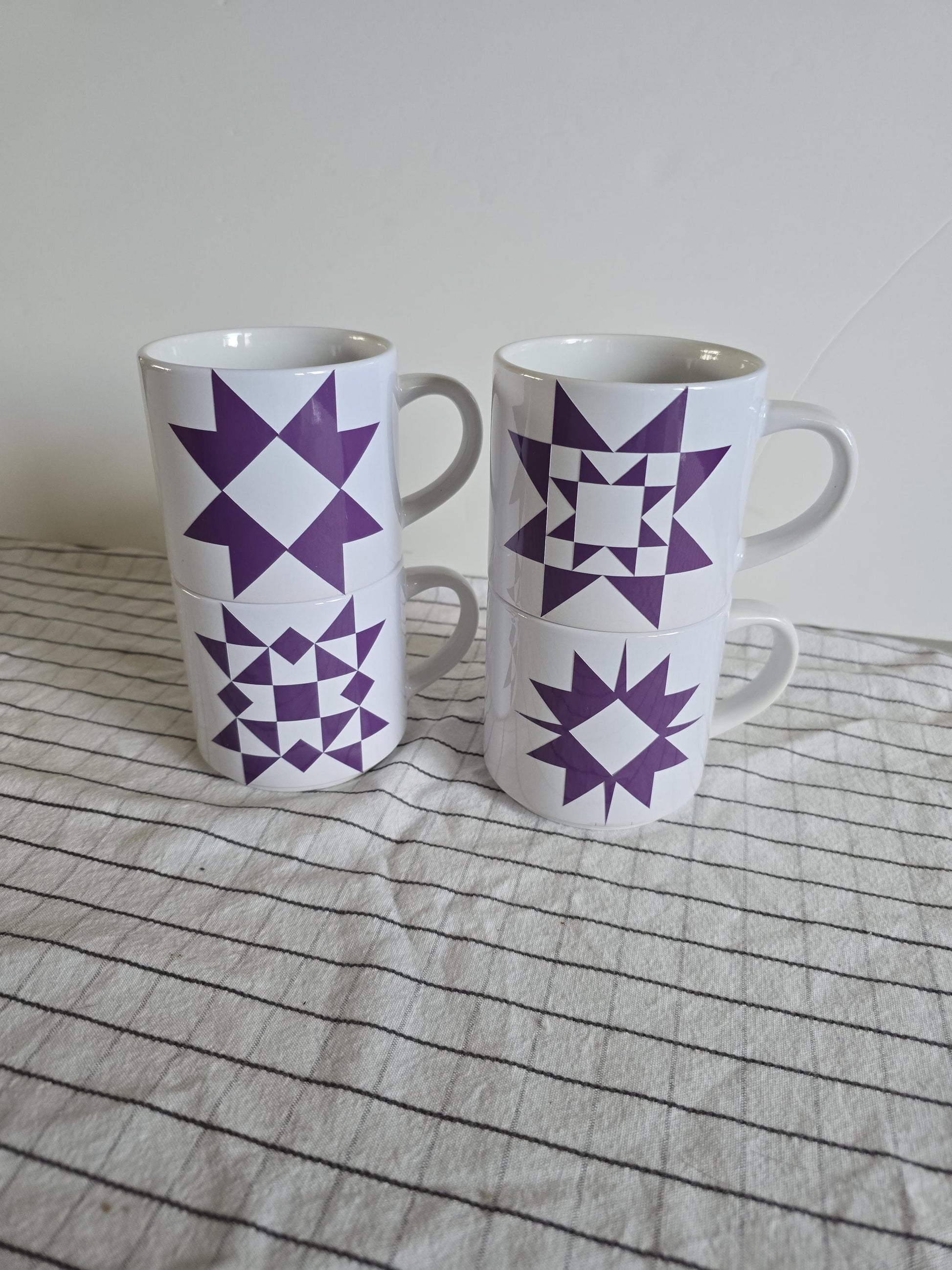 Stackable Quilt Coffee Mugs.