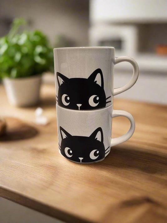 Stackable Cat Ceramic Coffee Mug.