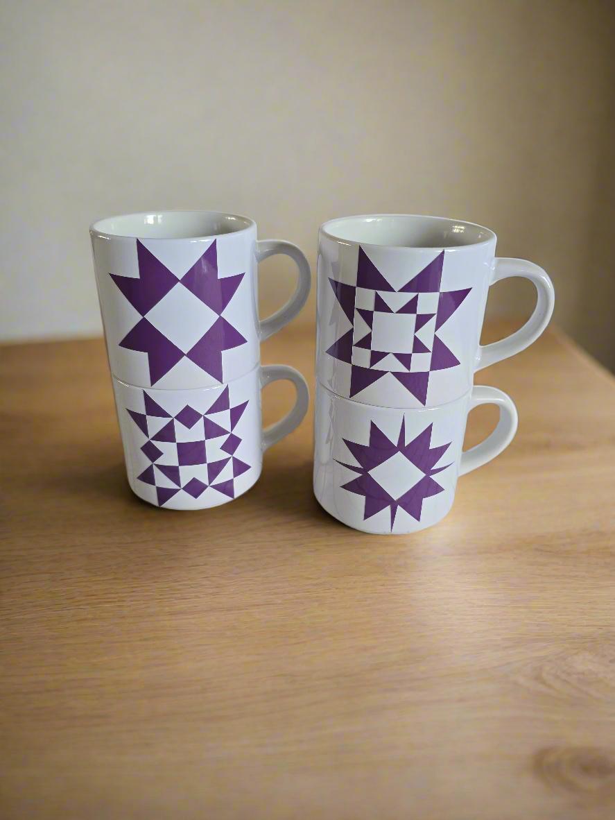 Stackable Quilt Coffee Mugs.