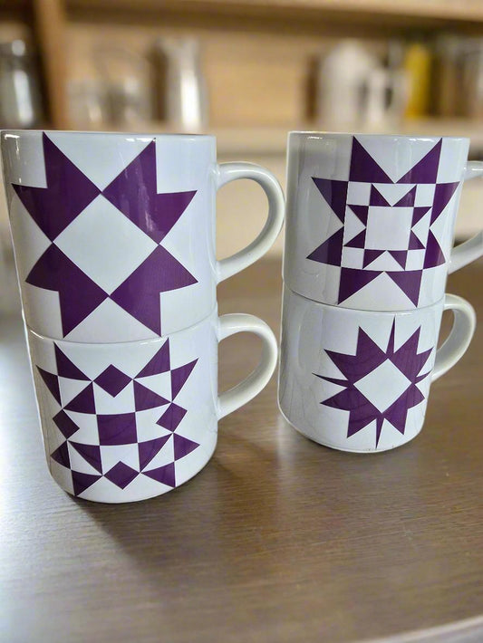 Stackable Quilt Coffee Mugs.