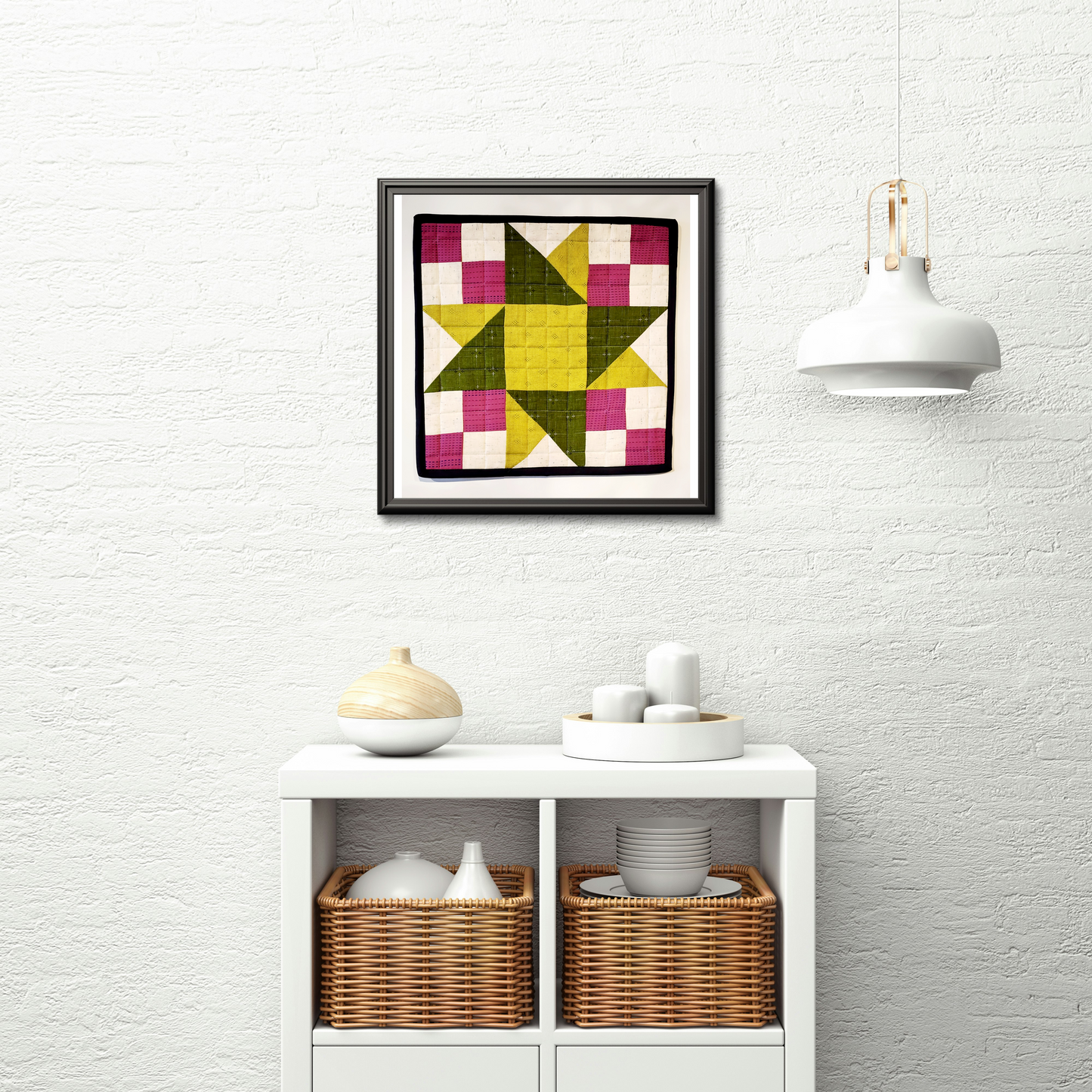 Barn Quilt - Green and Pink Wall Hanging