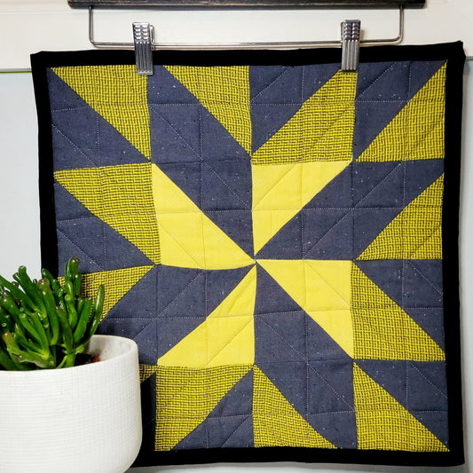 Barn Quilt - Yellow and Gray Wall Hanging