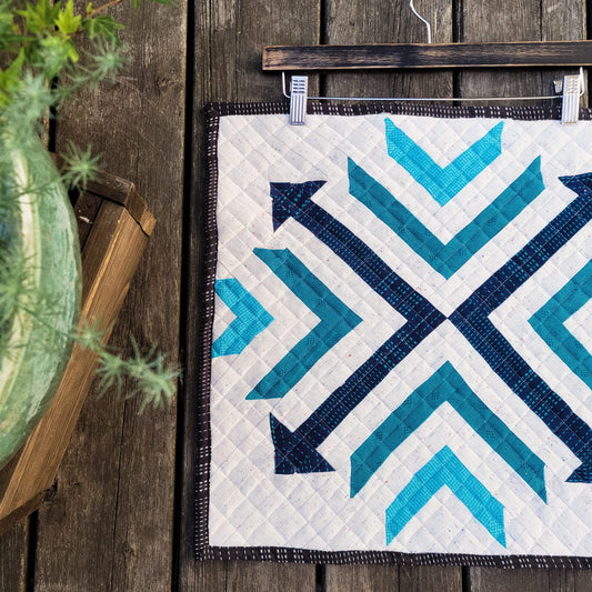 Barn Quilt - Blue and White NSEW Blue Arrow Wall Hanging