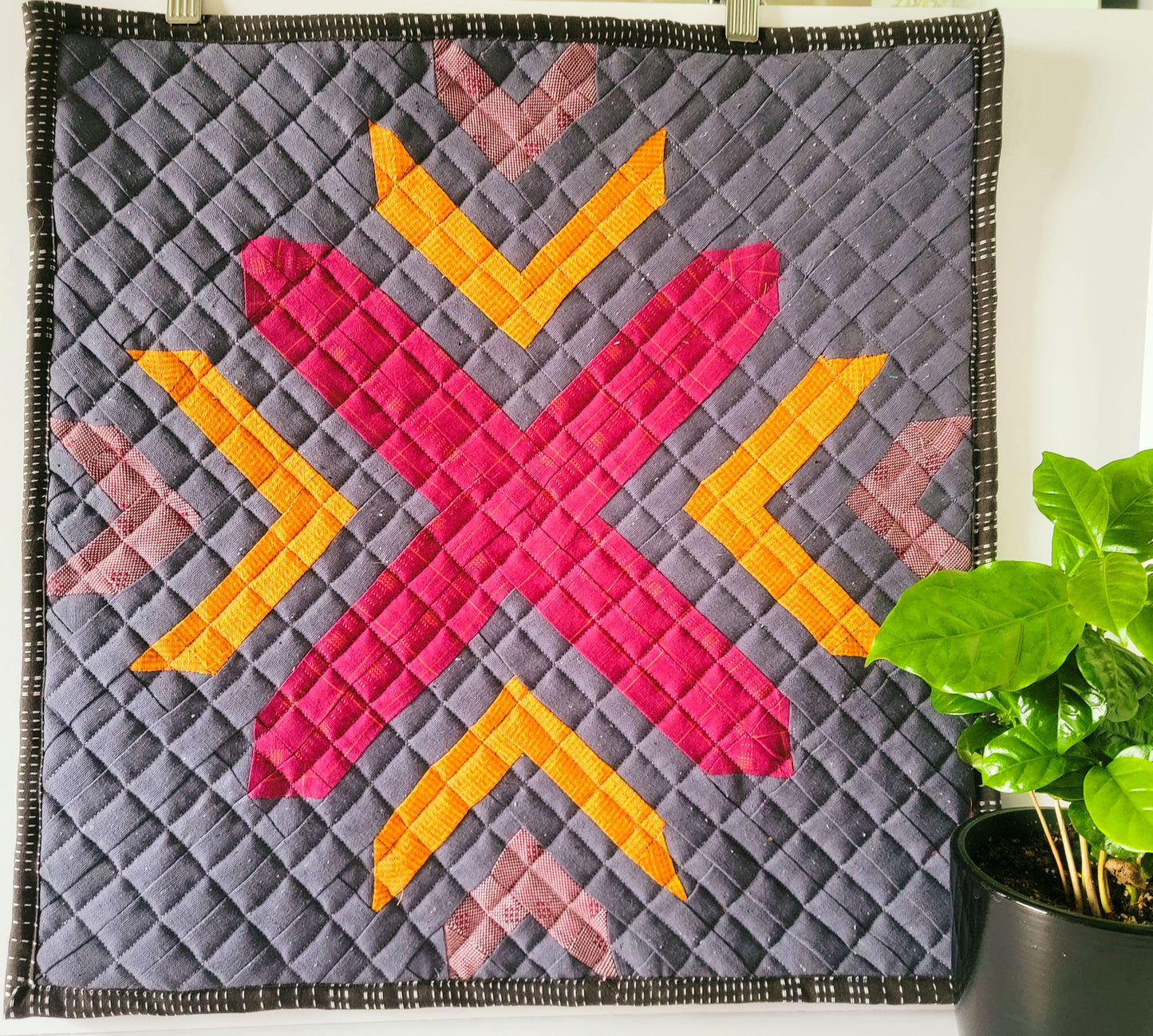 Barn Quilt - Red and Gray NSEW Wall Hanging