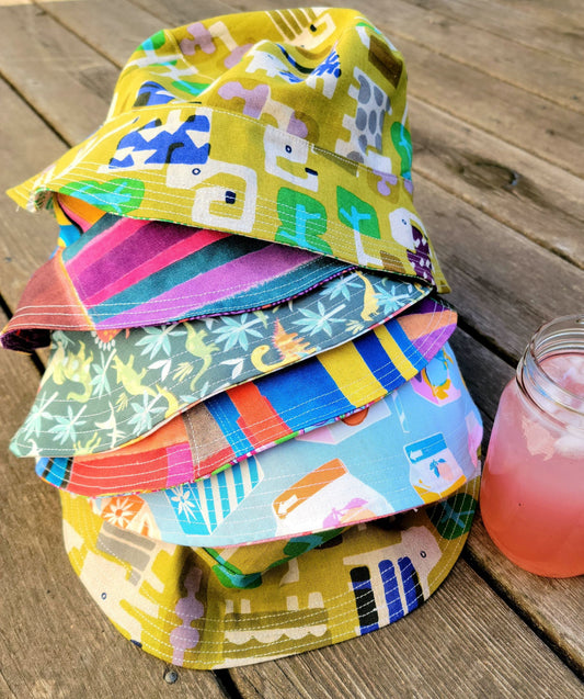Bucket Hat, reversible canvas and cotton washable hat original_a1eb41af-f5b6-4823-9df0-7f369154892d hats Gingerberry Quilts
