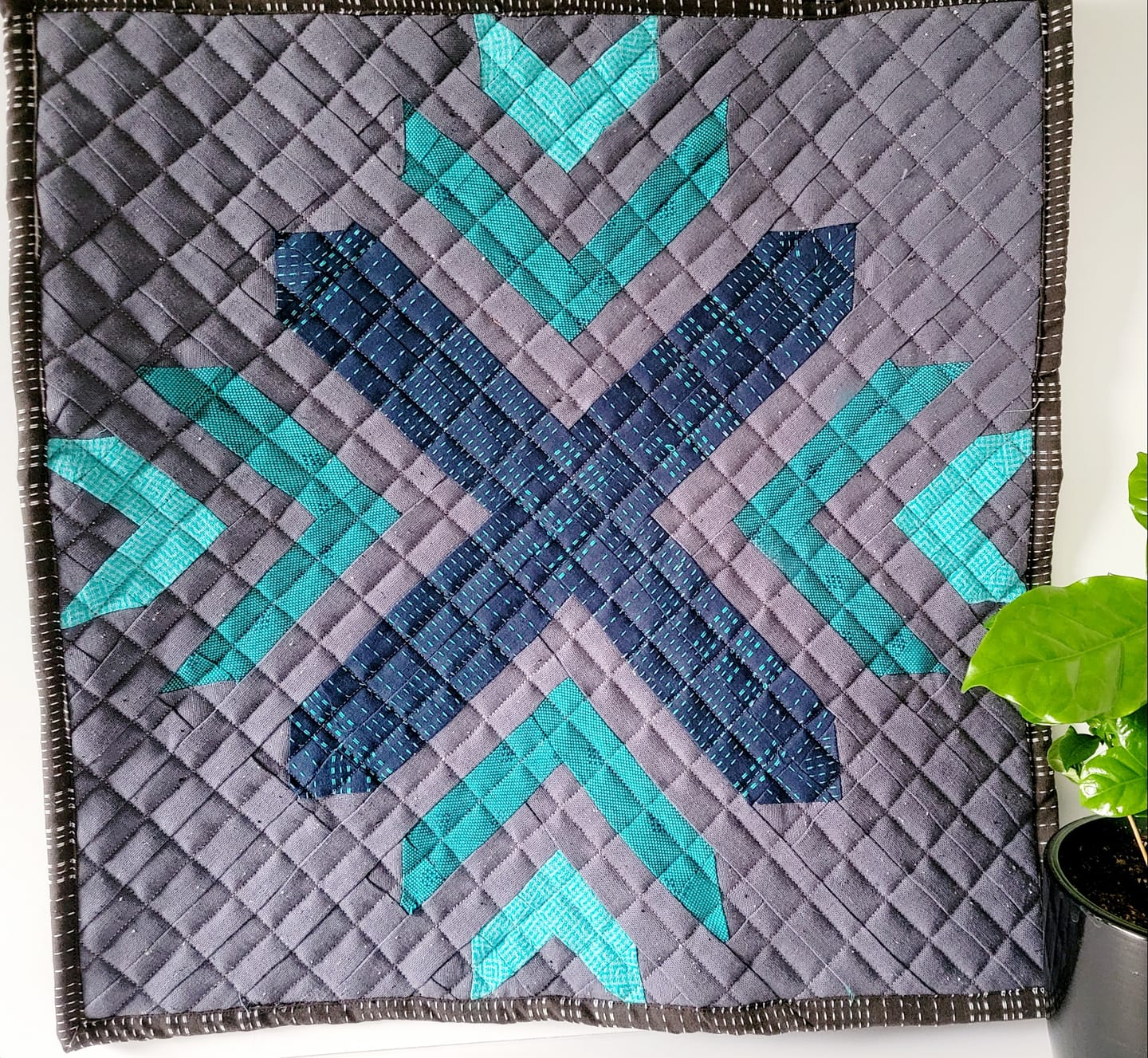 NSEW Blue Barn Quilt Art Wall Hanging