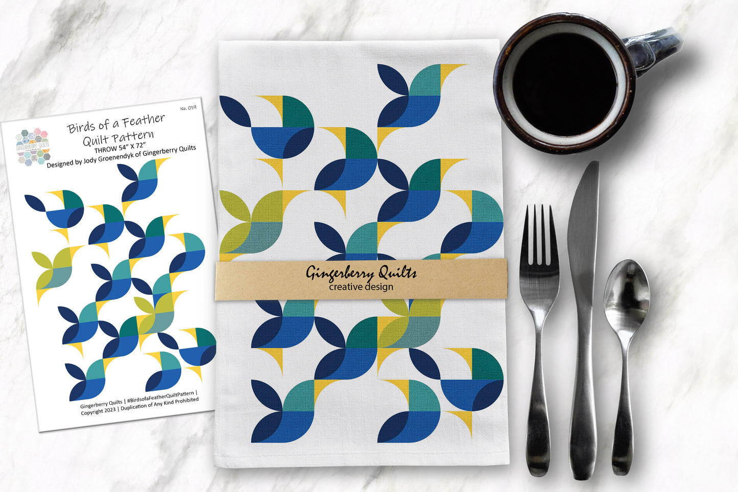 Birds of a Feather Tea Towel and Quilt Pattern Bundle