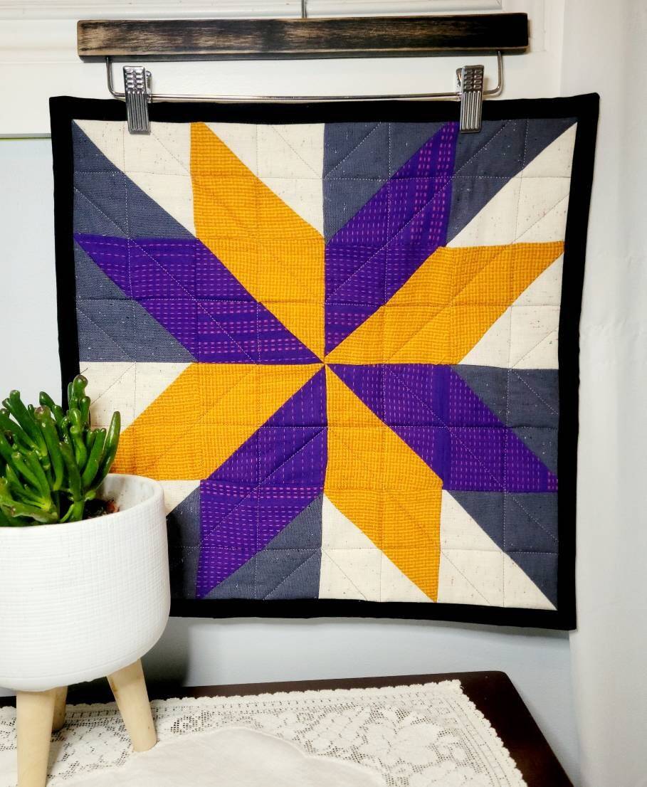 Barn Quilt - Purple and yellow Wall Hanging