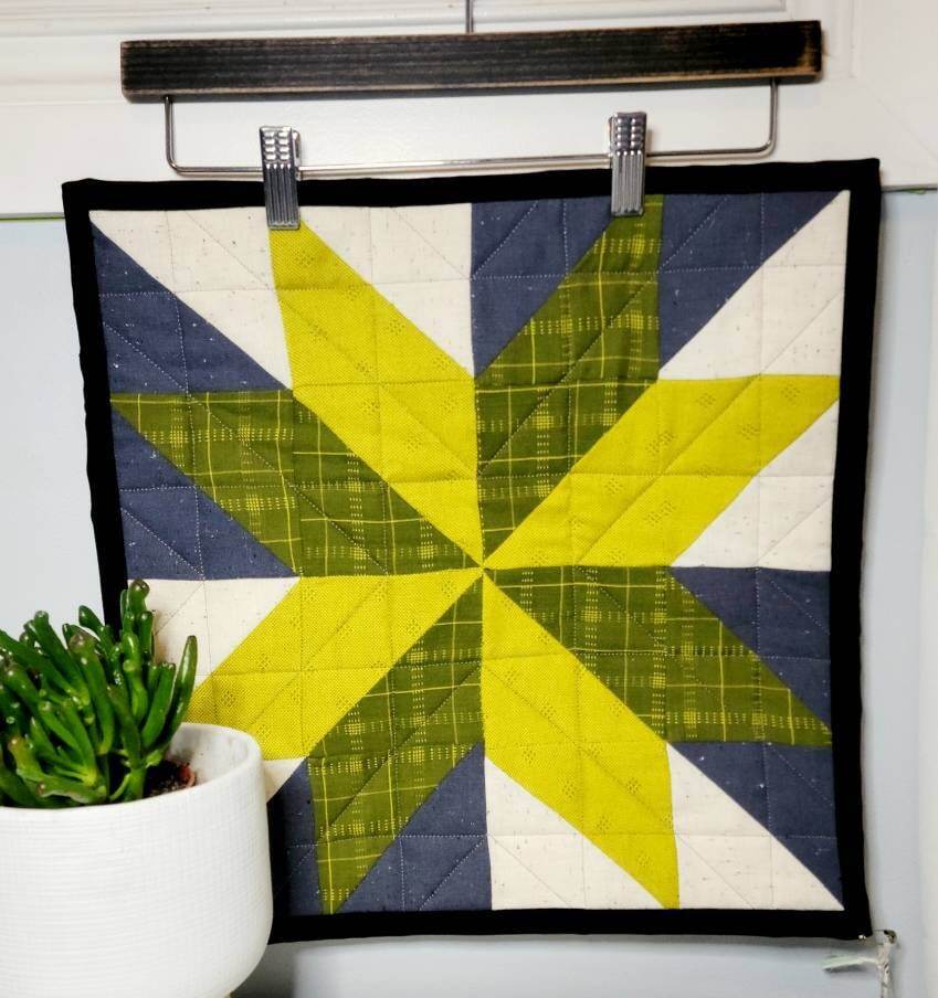 Barn Quilt - Yellow, White and Gray Wall Hanging